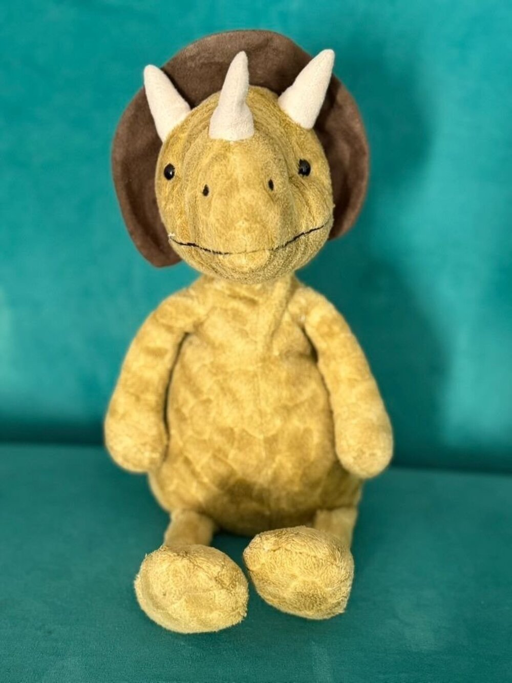 Jellycat Trevor the Triceratops Green Dinosaur Plush Stuffed Animal Retired 12"